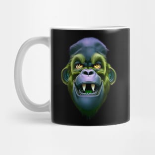 Evil Monkey Face Green Mug